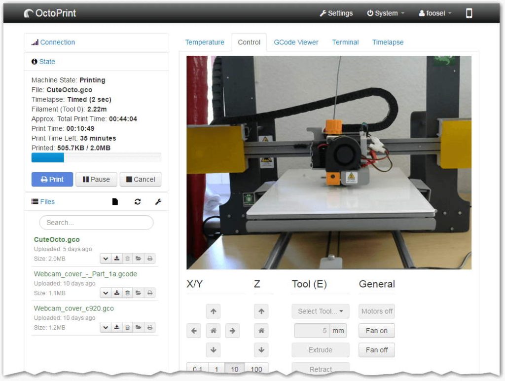 octoprint screenshot